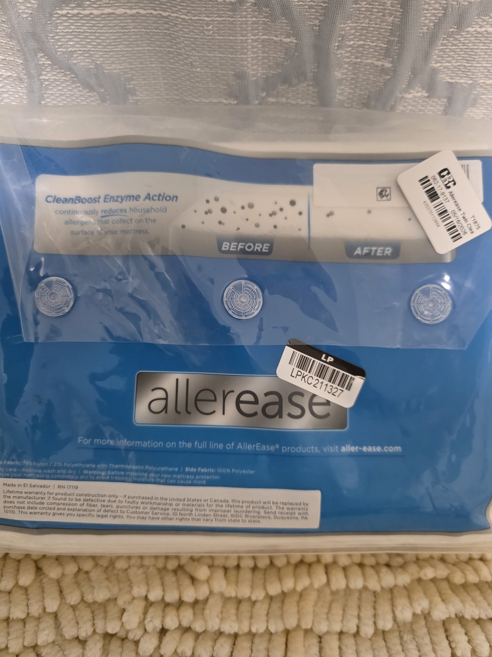 Allerease Cool Touch Fitted Mattress Protector - Blue - Picture 4 of 7